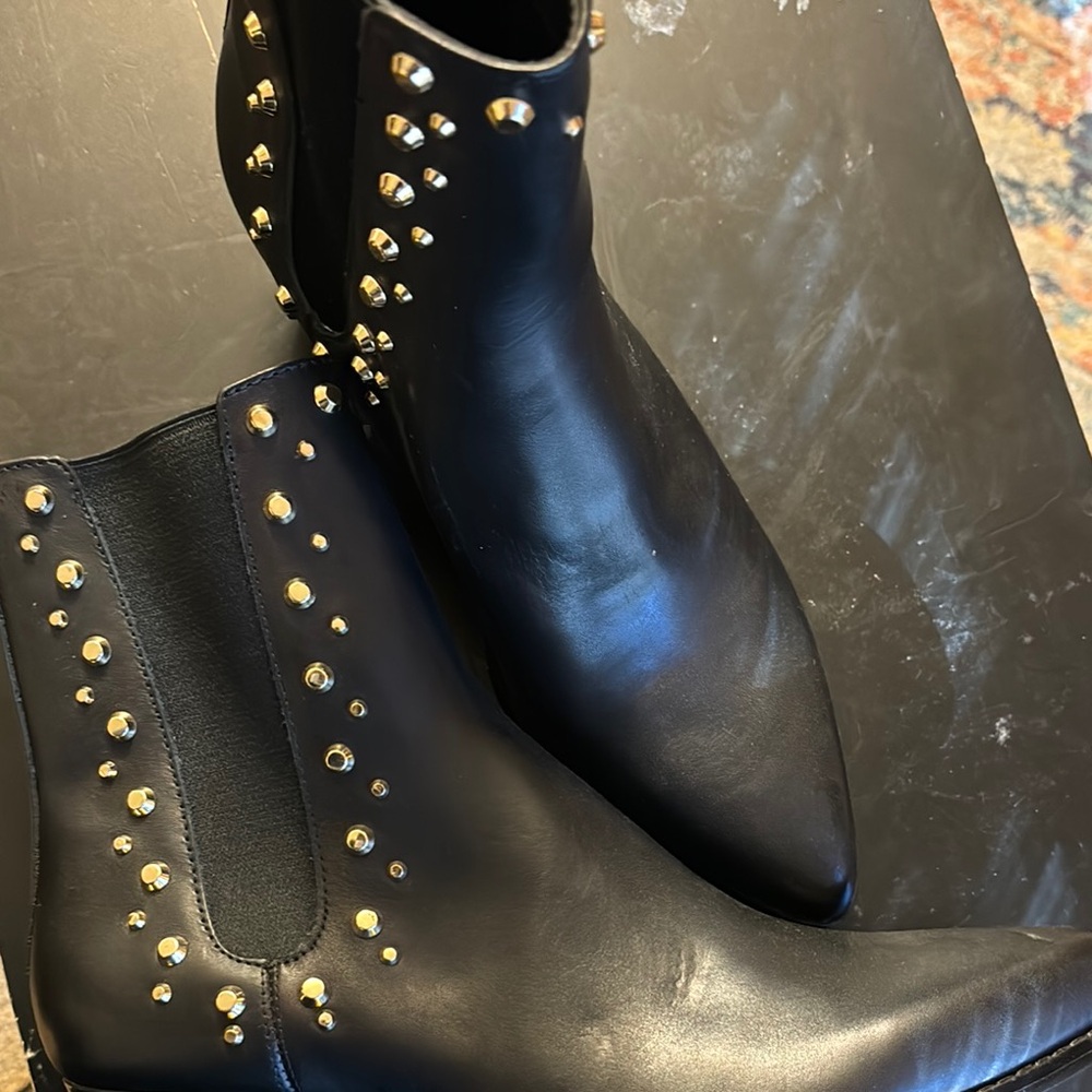 Black Chelsea Boots with Gold Studs